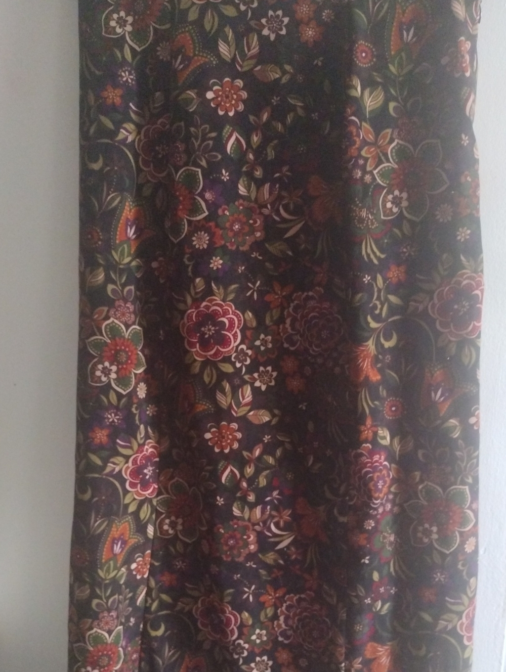 Elementz Dark Floral Maxi Skirt with Burgundy, Green & Rust Accents